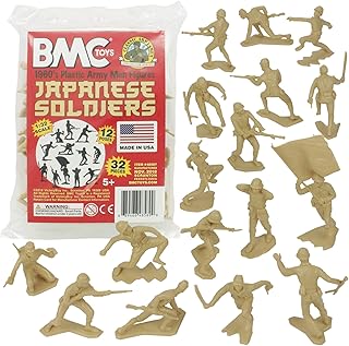 BMC Classic Marx Japanese Plastic Army Men - 32pc WW2 Soldier Figures Made in USA