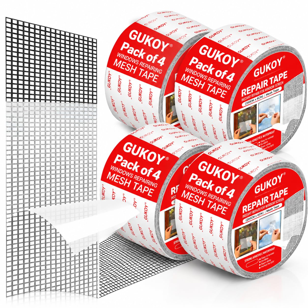 Mosquito Net Patch Repair Tape, Window Screen Repair Tap, Strong Adhesive & Waterproof Window Mosquito net Covering Mesh Tape for Door Tears Holes Screen Patch Repair (200Cm X 5CM) (2, Multi) — Amazon image 10