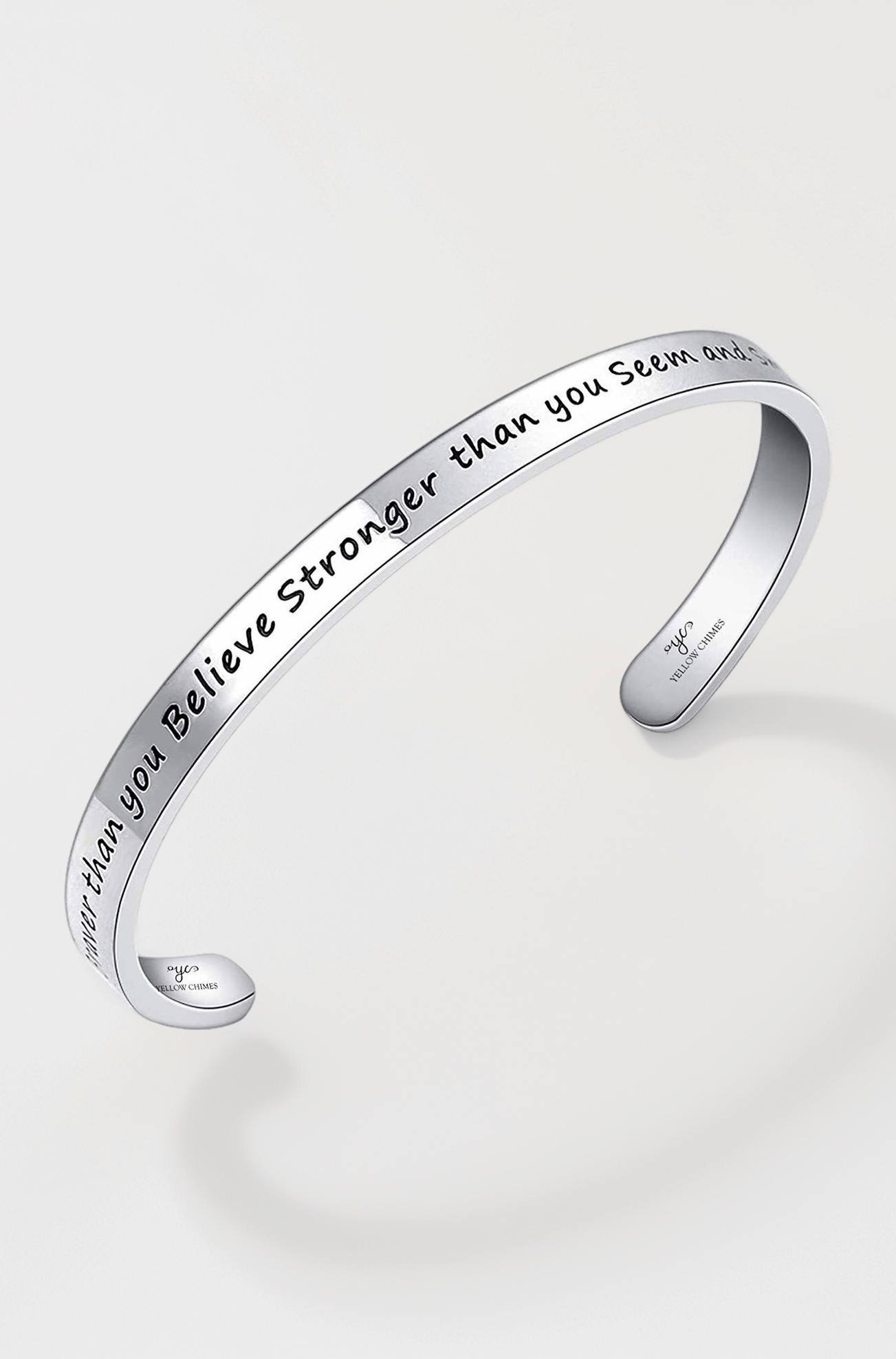 Bracelet for Unisex You are Braver Than U Believe Stronger Than U See & Smarter Than U Think Inspirational Gifts Message Engraved Karma Band Bracelet for Women and Girls.