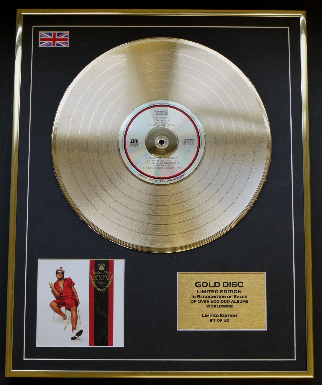 BRUNO MARS/CD Gold-Schallplatte Limited Edition / 24K MAGIC