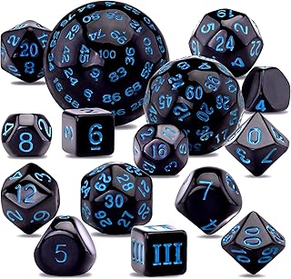 AUSTOR 15 Pieces Complete Polyhedral Dice Set D3-D100 Game Dice Set with a Leather Drawstring Storage Bag for Role Playing...