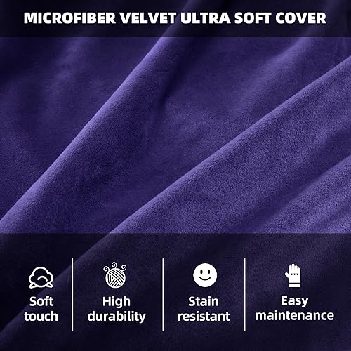 Miniatura 5 de HABUTWAY Puf de 3 pies de terciopelo de lujo de piel ultra suave con espuma viscoelástica de alto rebote para adultos, sofá perezoso de felpa con