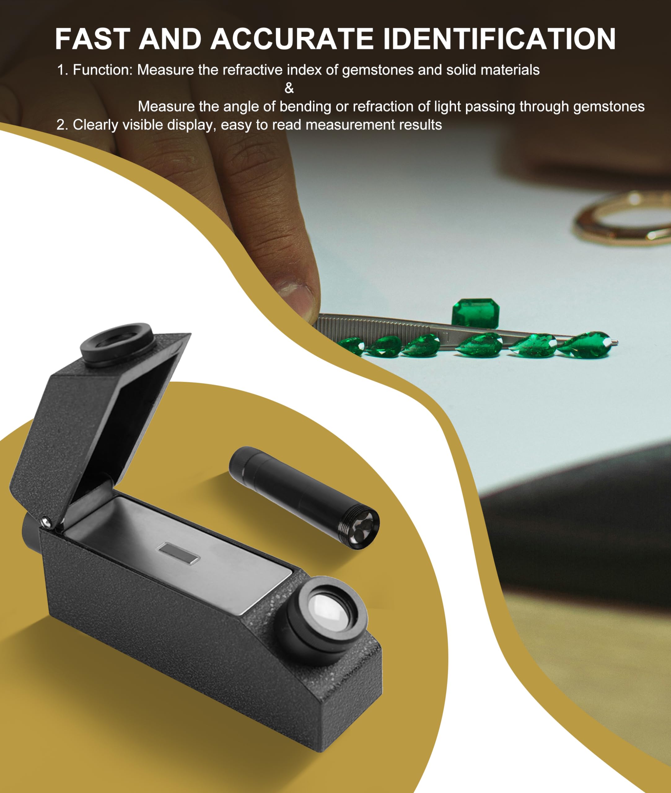 Réfractomètre De Bijoux, Portable Léger 1.30-1.81