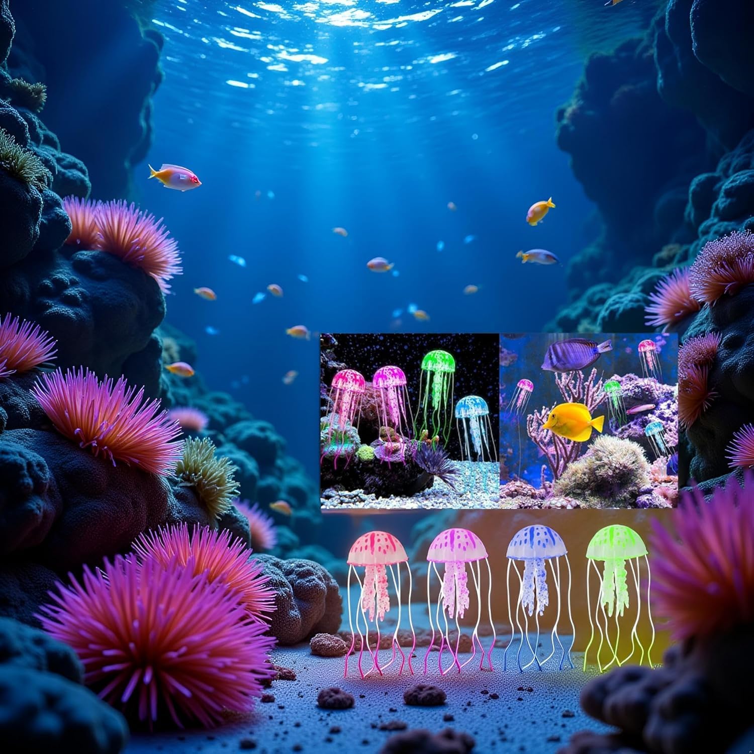 Opemg 4 Pcs Fluorescence Jellyfish Aquarium Decorations for Large Small Fishtank Glowing Jellyfish Toy for Fish Tanks Jellyfish Decorations for Bedroom Aquatic Pets Aquarium Décor - Image 4