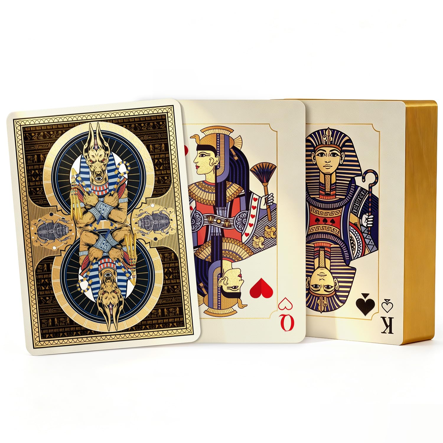 ACELION Egyptian Playing Cards – Premium Cardstock Poker Deck with Double-Sided Cold Foil & Gold Foil Edges – Luxury Collectible Card Game for Adults & Gift