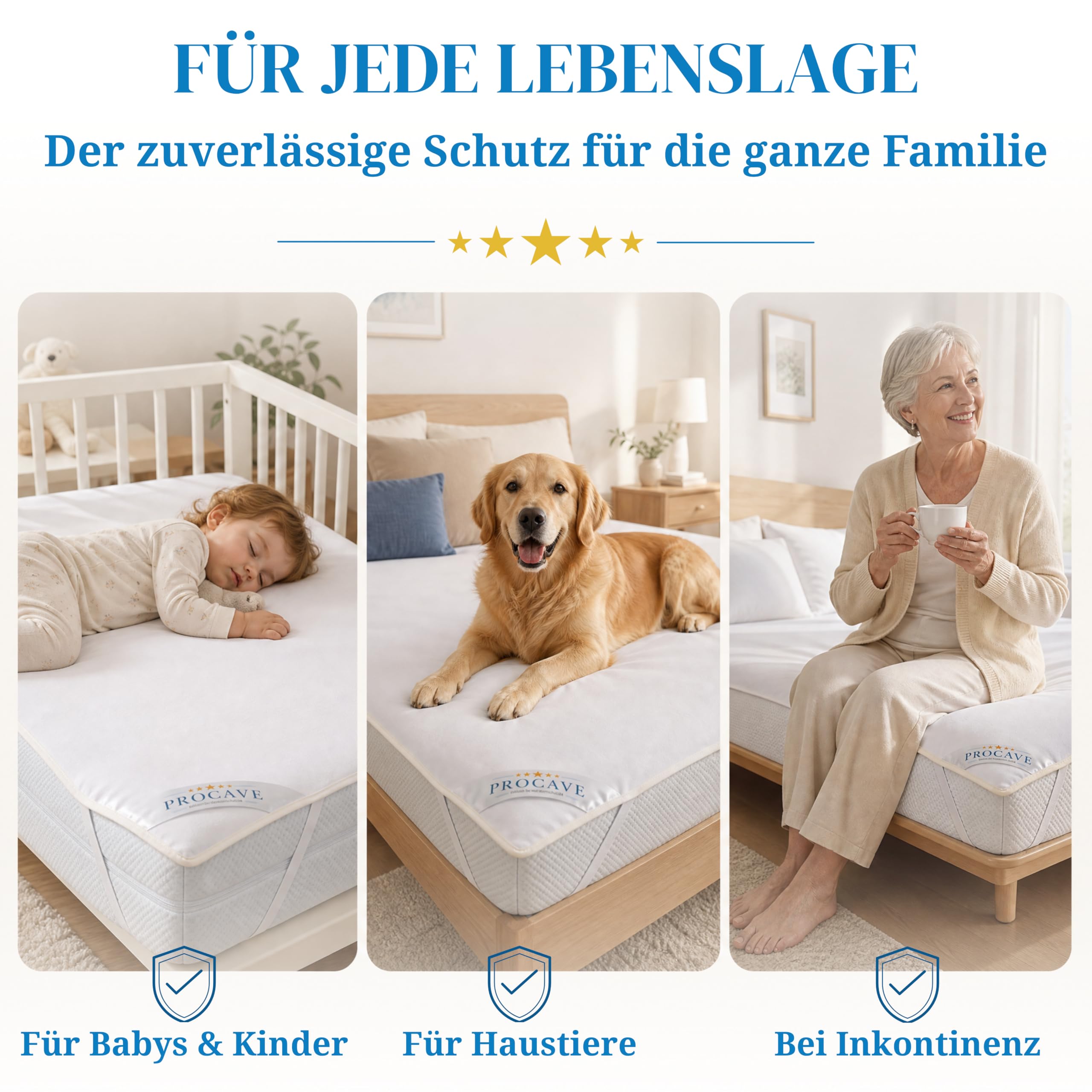 PROCAVE® Matratzenschoner 180x200 cm wasserdicht | Atmungsaktiver Matratzentopper mit Nässeschutz | Inkontinenzunterlage waschbar | Anti-Milben Bettunterlage | Premium Matratzenauflage Made in Germany