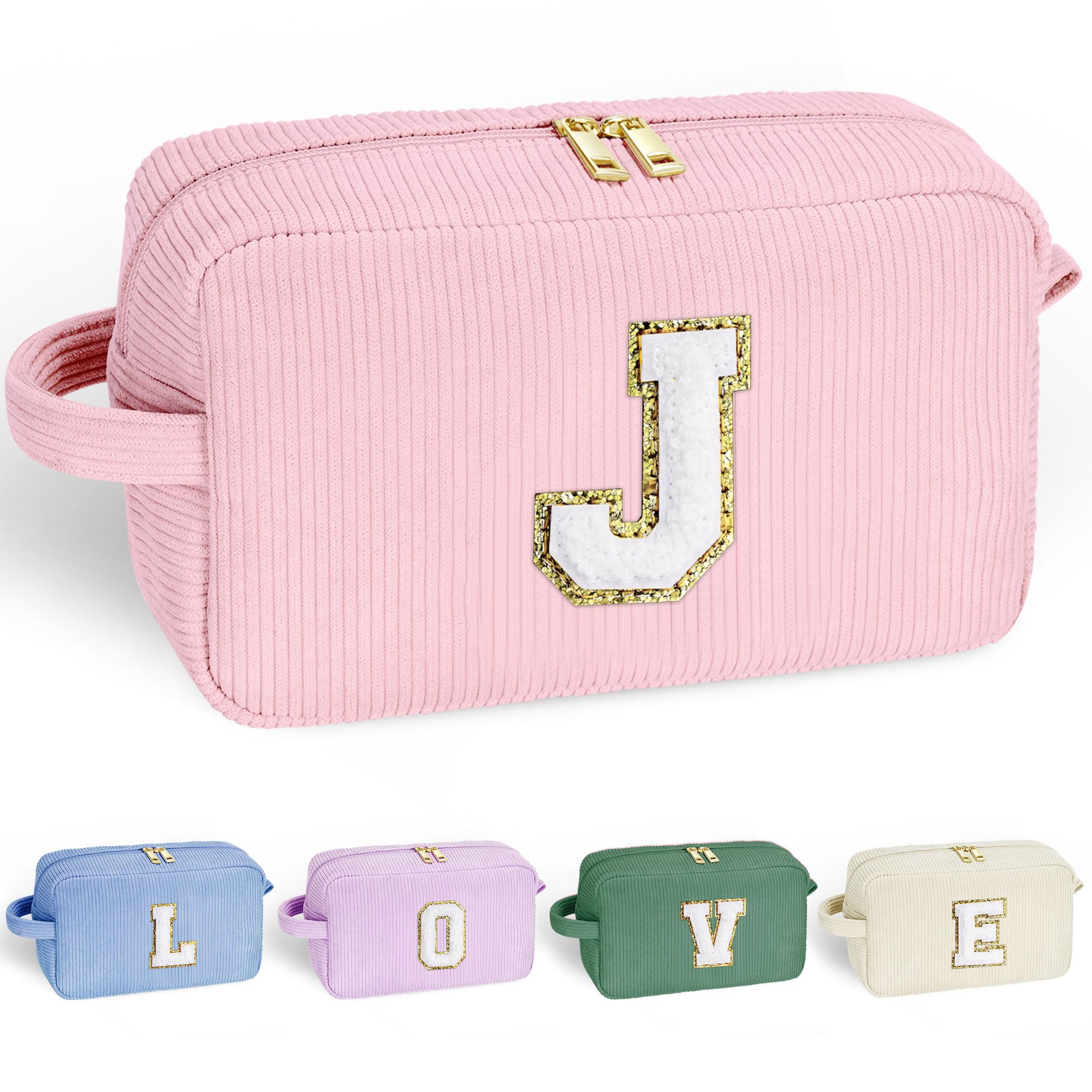 YOOLIFE Birthday Gifts for Girls Kids - Cute Makeup Bag Preppy Bridal Shower Gift Pink Makeup Bag Personalized Gifts for Friend Sister Mom Gift Girls