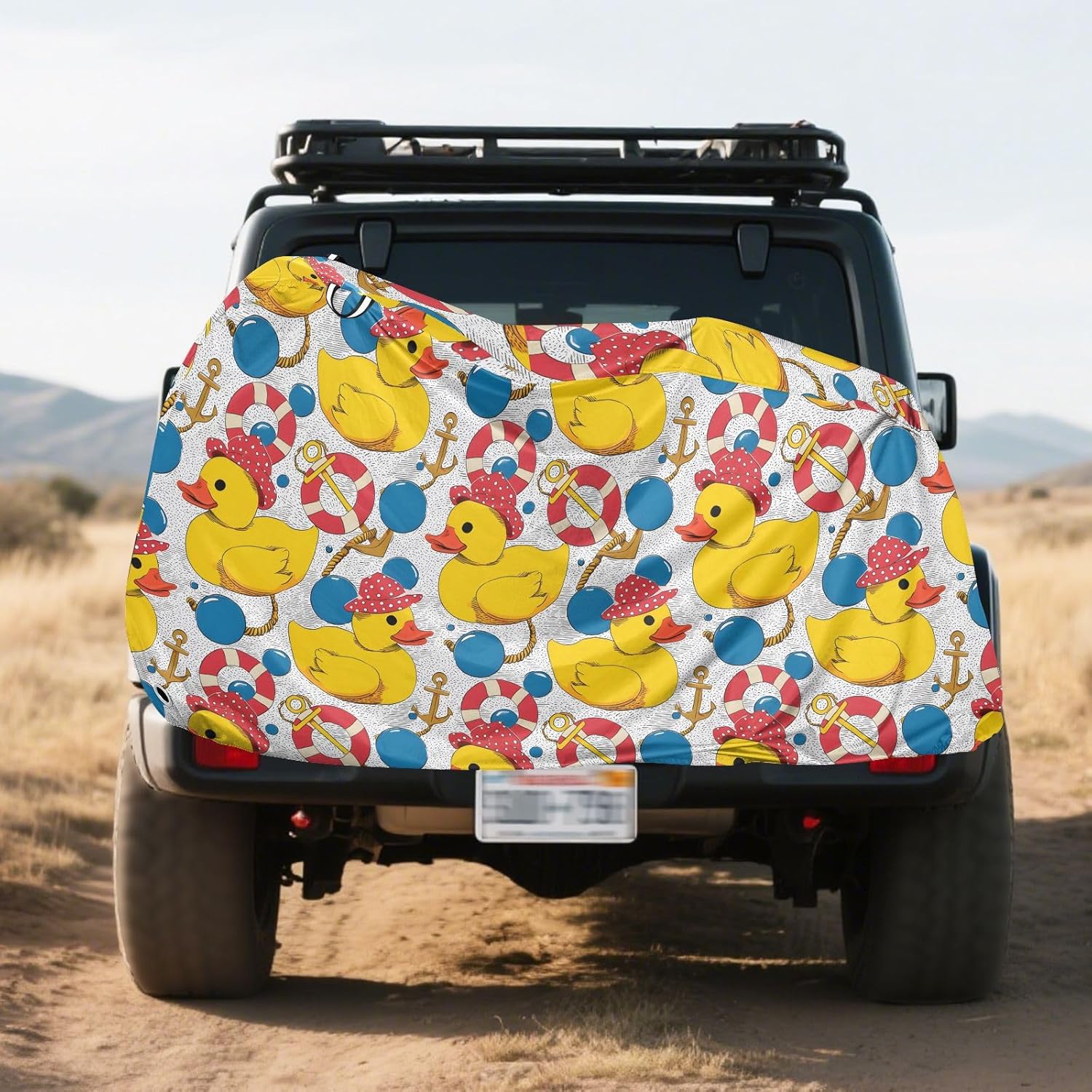 ALAZA Yellow Duck Lifebuoy Bike Cover Waterproof Outdoor Ebike Bicycle Covers Tarp Protection for 1/2 Bikes, Sun UV Dust Wind Proof