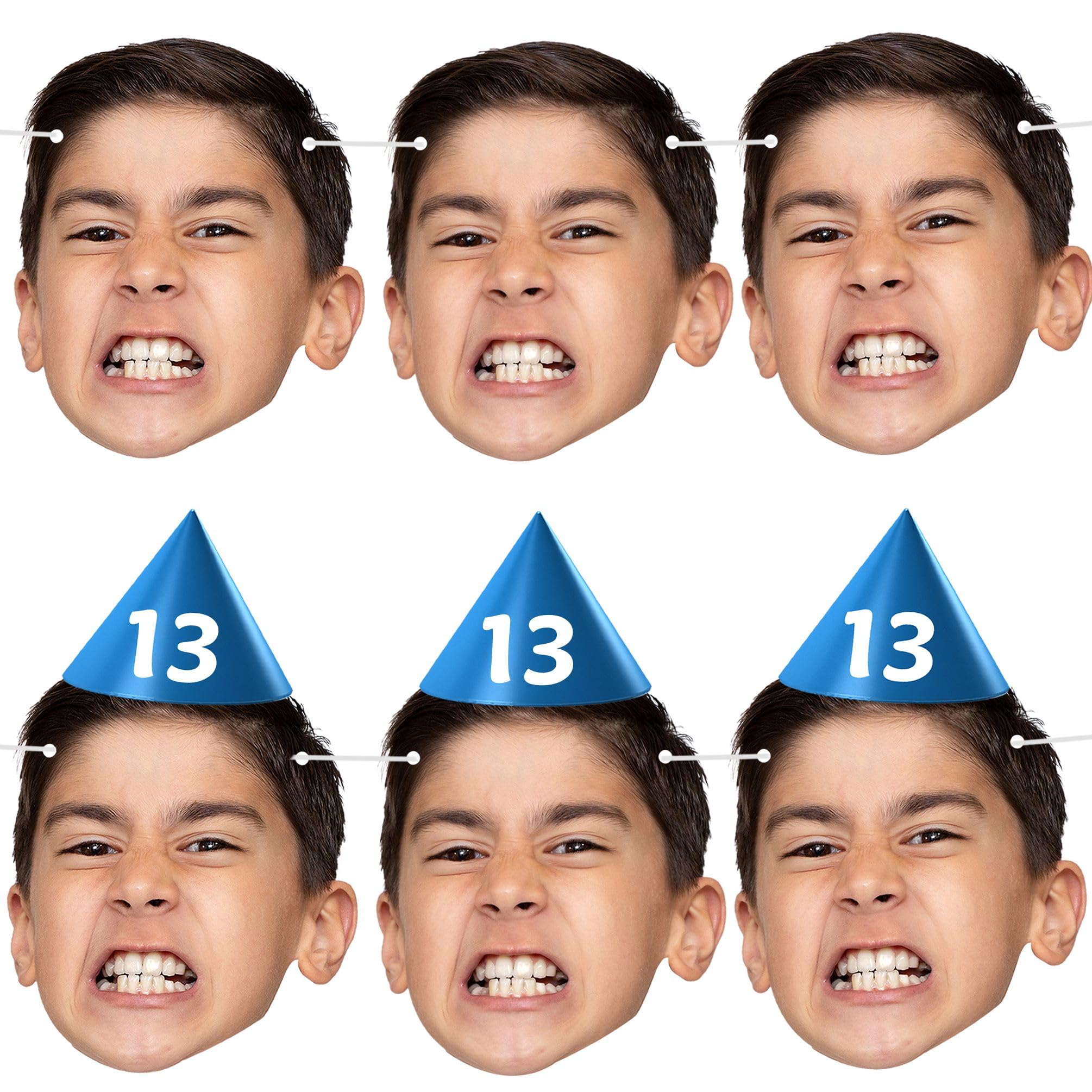Personalised Photo Face Bunting Banner 13th Birthday Party Custom Decorations 5th 7th 10th Parties Teens Boys Girls SPD13