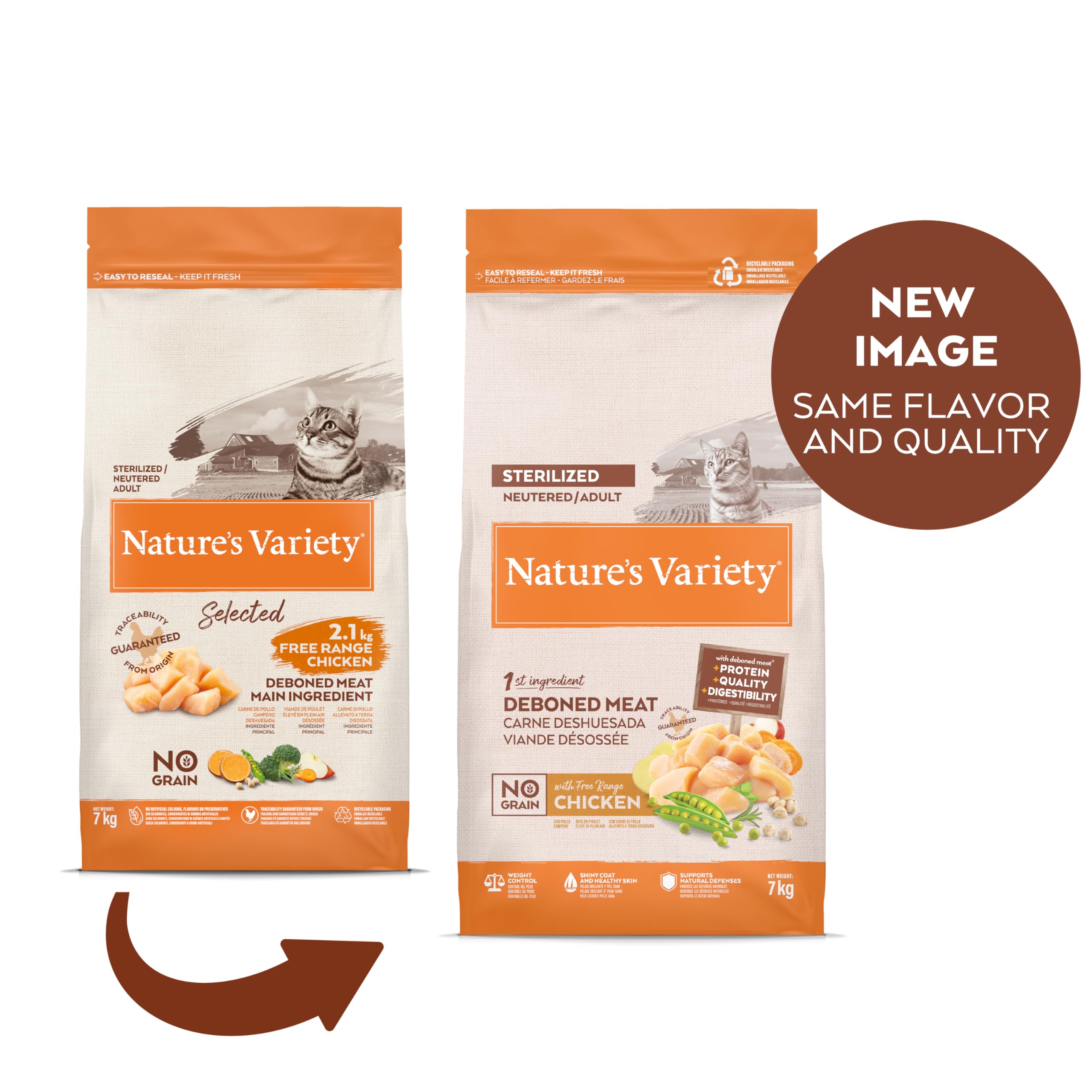 Nature's Variety Selected, Cibo per Gatti Sterilizzati con Pollo Allevato a Terra Disossato 7 kg