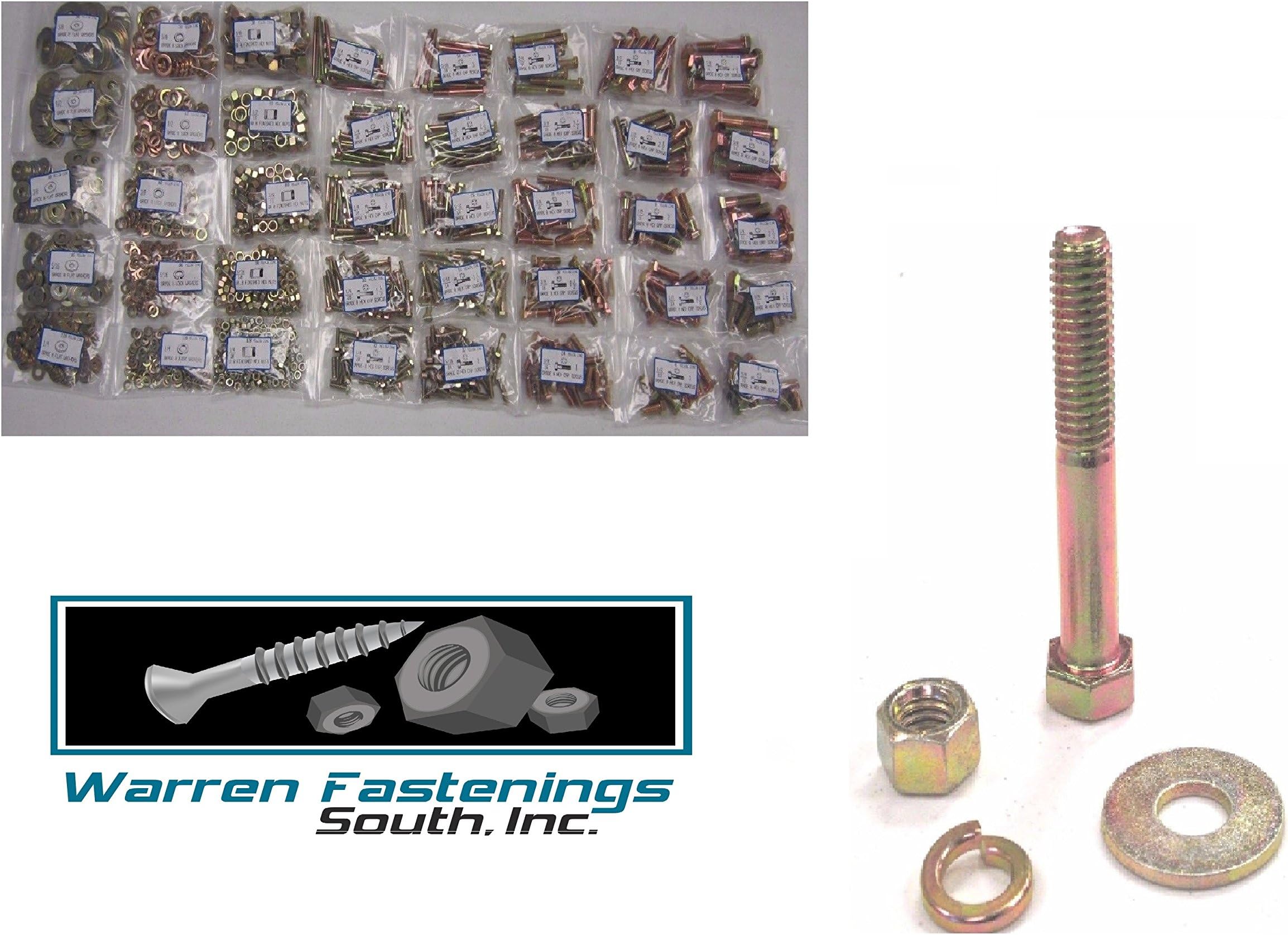 Assortment Kit Grade 8 Bolt Nut & Flat and Lock Washer 1600 Pc Coarse