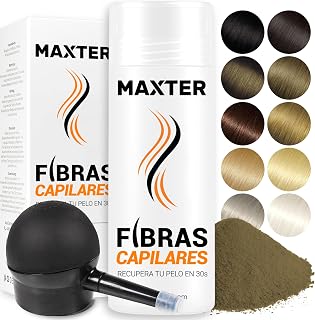 Maxter Fibre Capelli CASTANO CHIARO + Spray Applicatore - Polvere Volumizzante Capelli per Nascondere la Caduta dei Capelli e la Calvizie - Fibre Cotone per Capelli