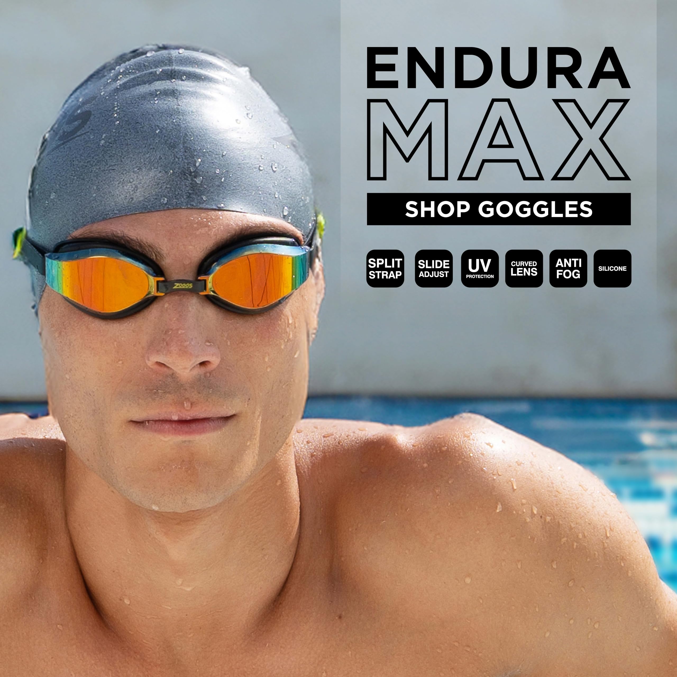 Zoggs Endura Max Grey Blue Clear, Grey/Blue/Clear - Image 2