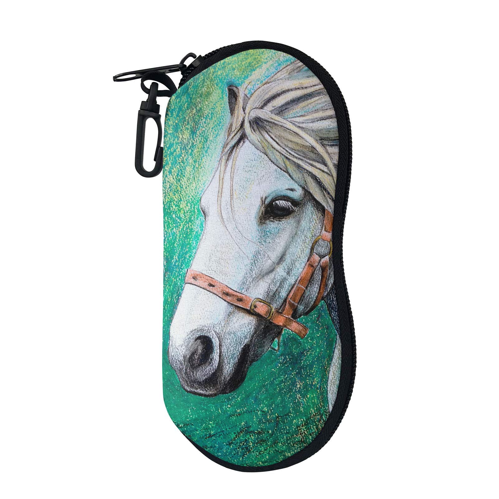 SEANATIVE Zipper Eyeglasses Case Portable Lightweight White Horse Sunglasses Spectacle Box for Womne Waterproof