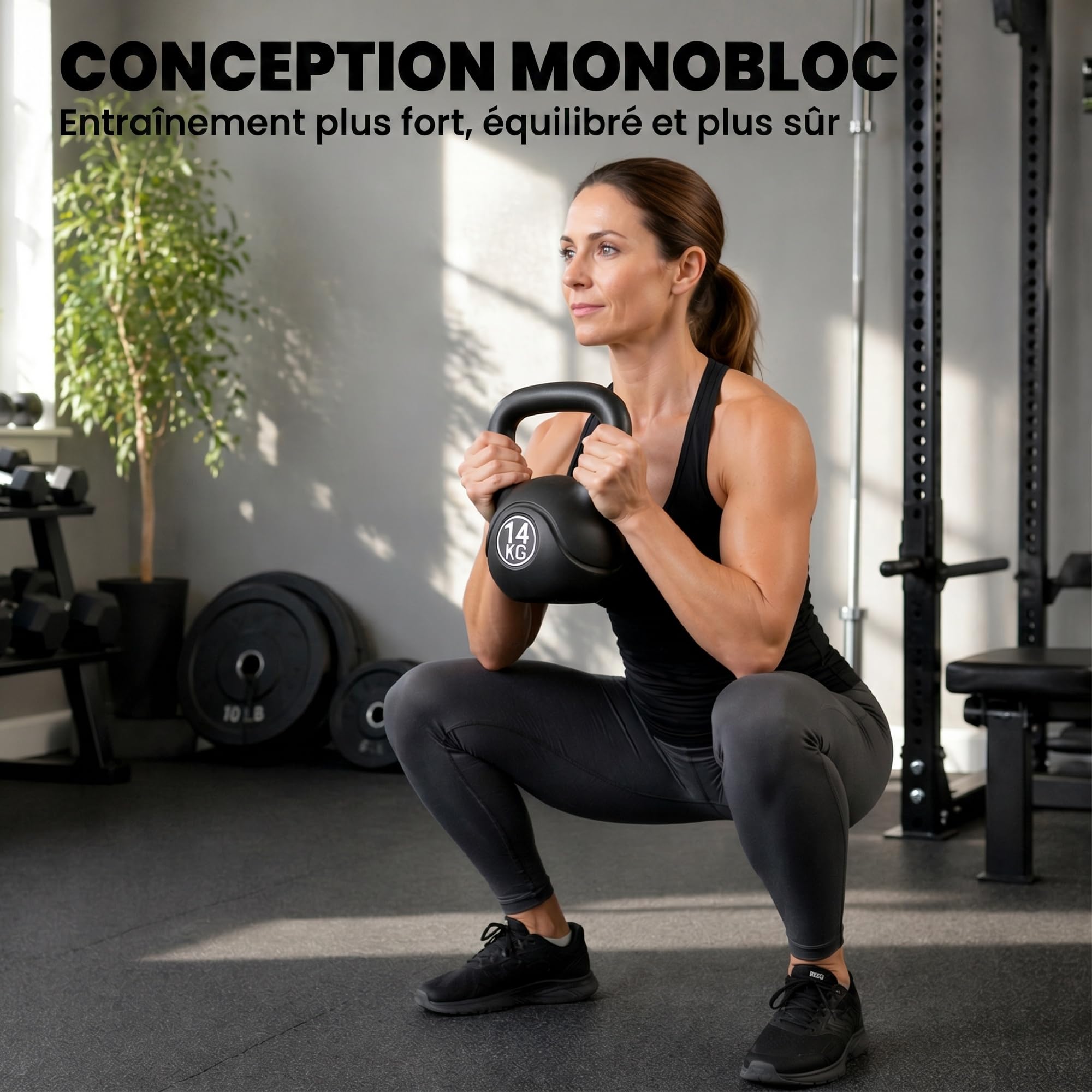 HOMCOM Kettlebell, hantle z ergonomicznym uchwytem, hantle kulkowe, trening siłowy, do fitnessu, na siłownię, czarny