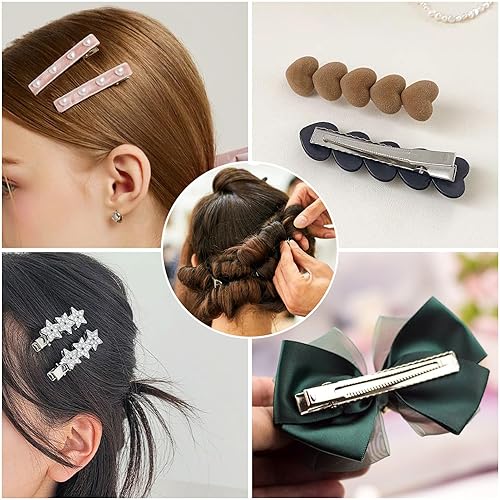 Miniatura 10 de Pandahall - 20 pinzas de pelo de cocodrilo plano de hierro con dientes de 3 pulgadas, pinzas de una sola punta, pasadores platino para accesorios de