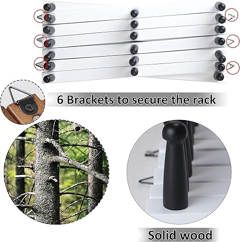 Miniatura 4 de WEBI Perchero de pared de acordeón, perchero de madera expandible, perchero de acordeón para sombreros, gorras, 20 ganchos de clavija, negro y