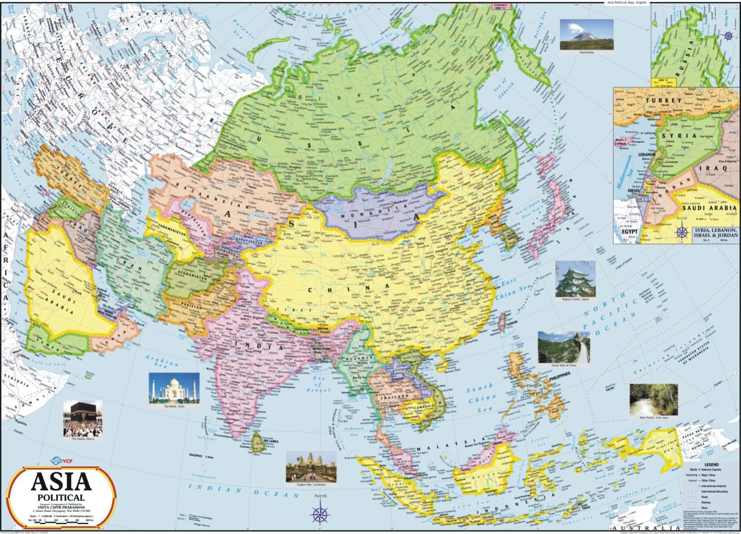 Asia Political Map | Laminated | 70 x 100 cm