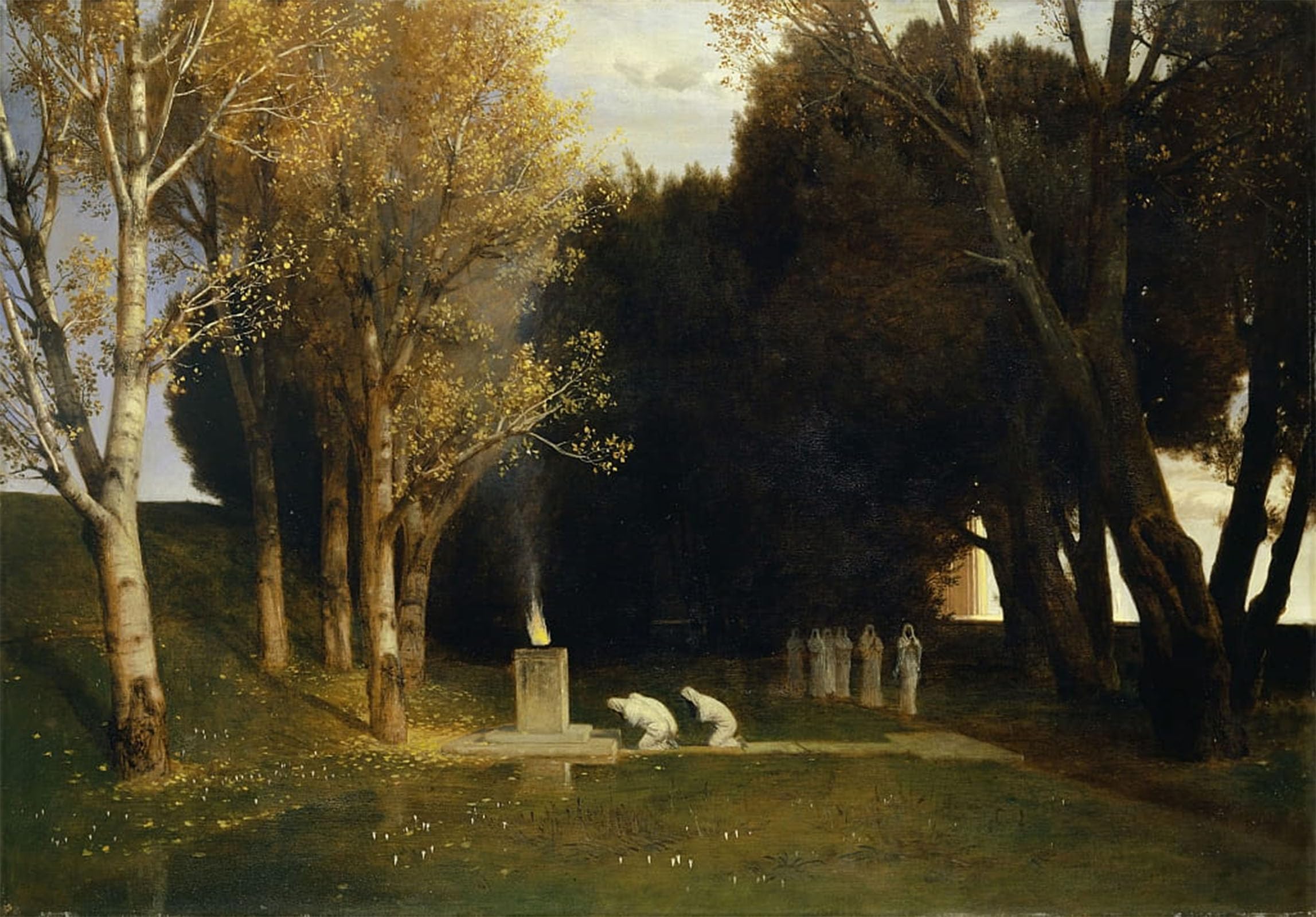 POSTERIIk Vintage Print Pop Art Landscape Artwork Sacred Groveby Arnold Böcklin Art Prints for Office Home Decor 60x90cm
