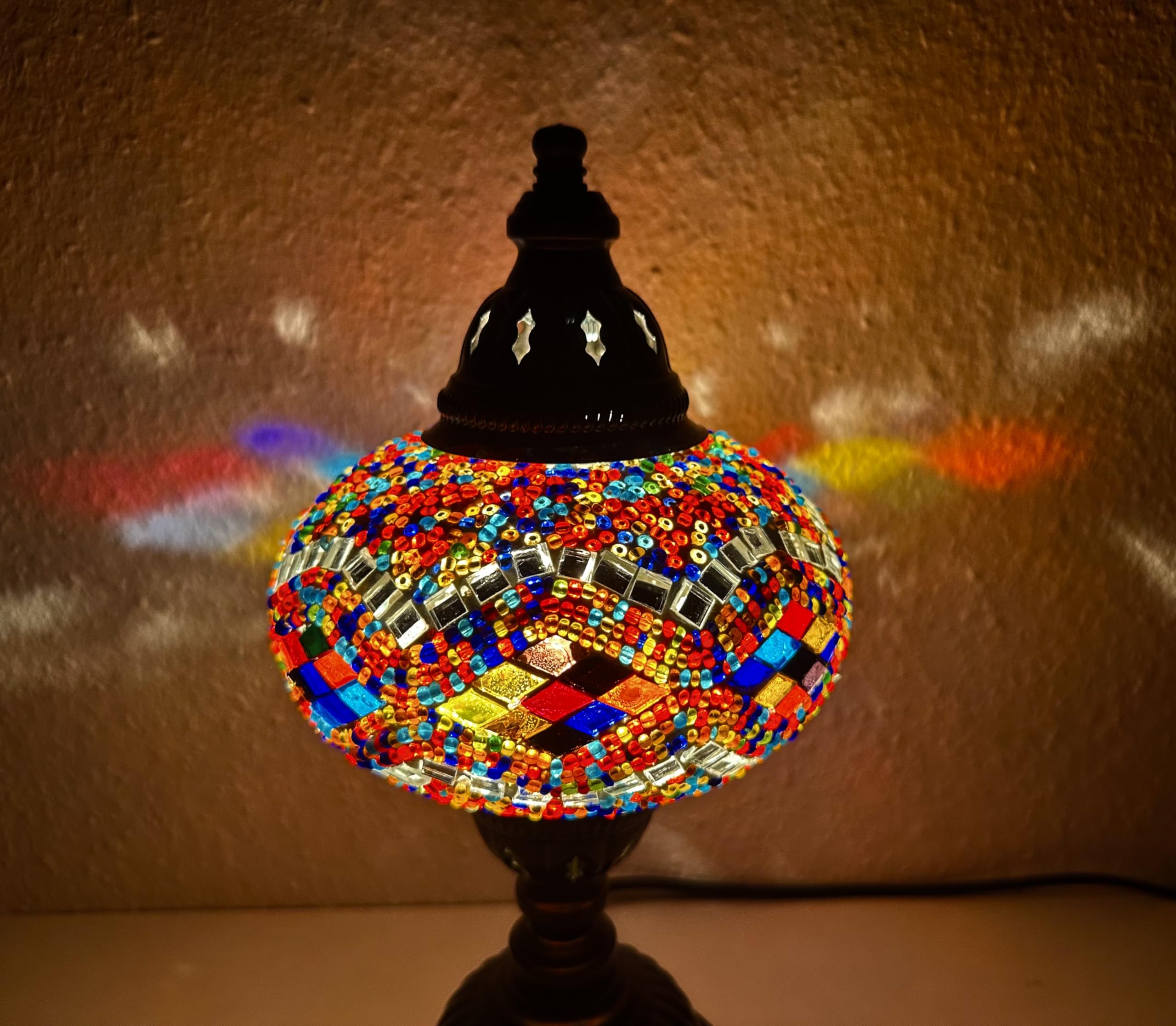 Orientalische Mosaiklampe Handgefertigt – Türkisch Marokkanisch Silber Tischlampe Mit E14-Fassung