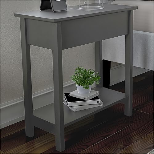 Miniatura 2 de Lavish Home Mesa consola abatible – Juego de 2 mesas auxiliares para sala de estar con compartimento de almacenamiento oculto con bisagras y estante