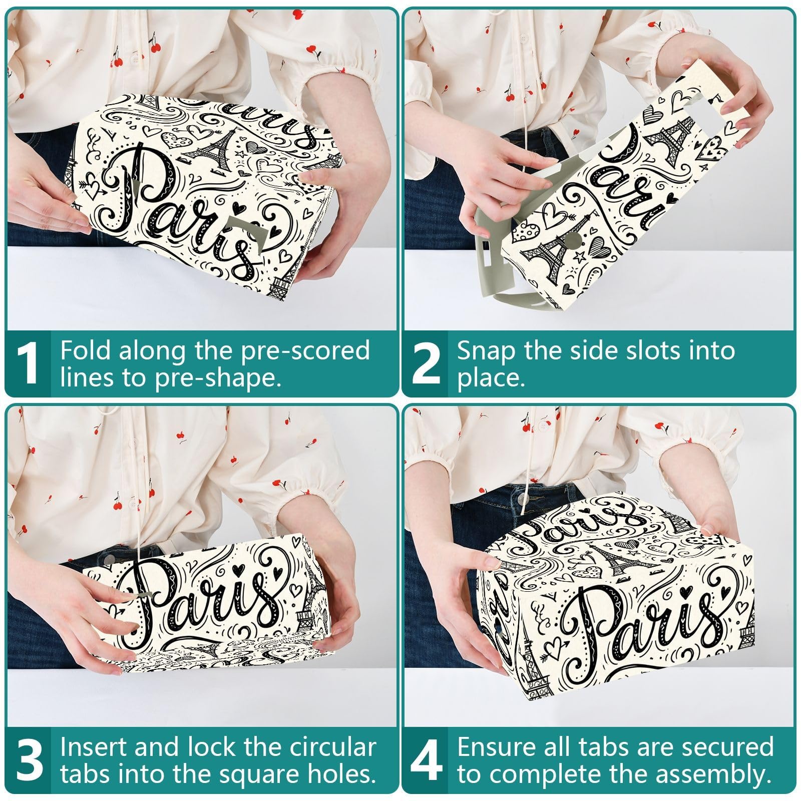 Porte-revues pliable à plat Motif Tour de dessin animé Noir