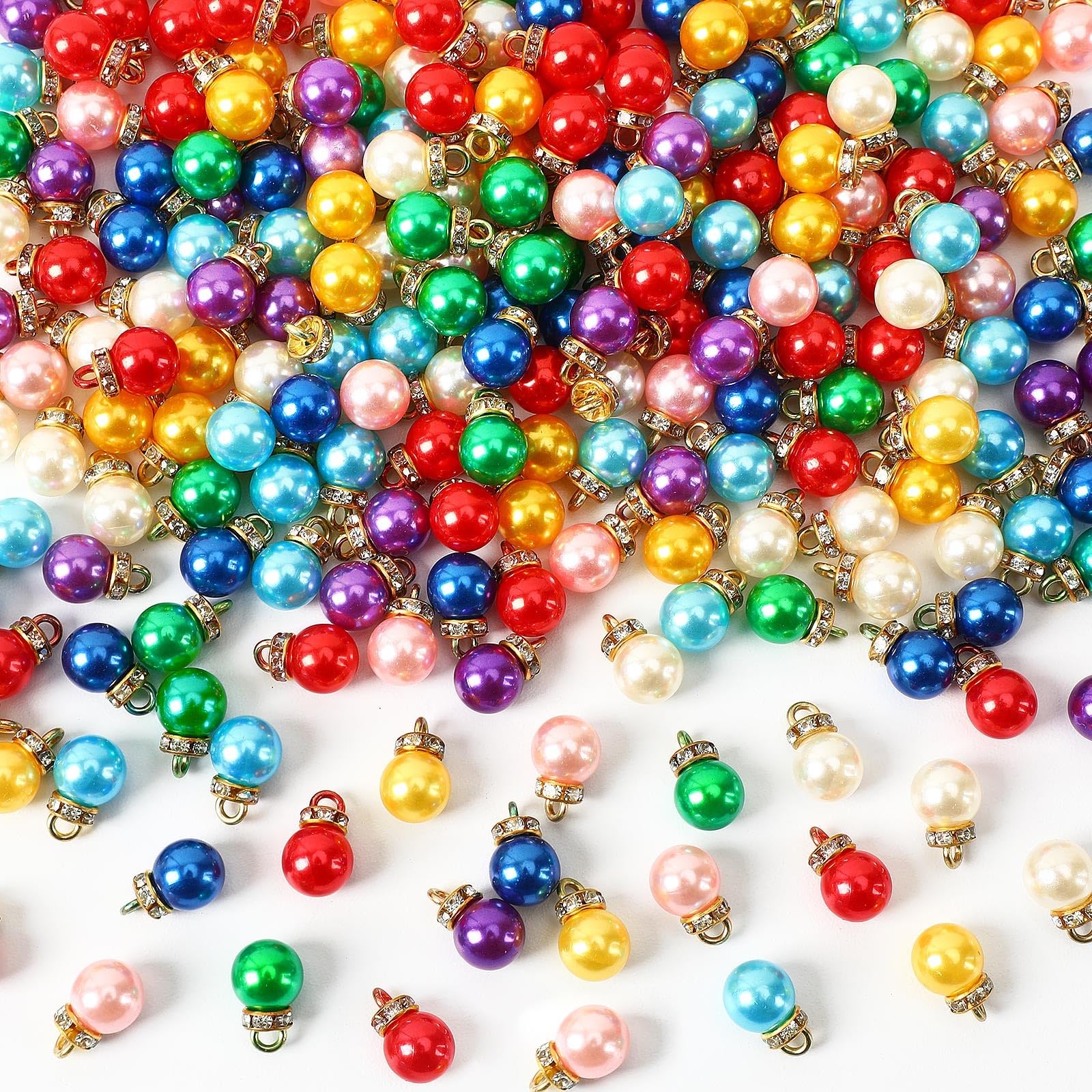 BOARDFEB 180PCS Christmas Mini Balls Ornaments Multicolour Pearl Pendants Miniature Xmas Tree Hanging Decorations Vintage Glitter Balls for Holiday Party Outdoor Indoor DIY Craft Supplies