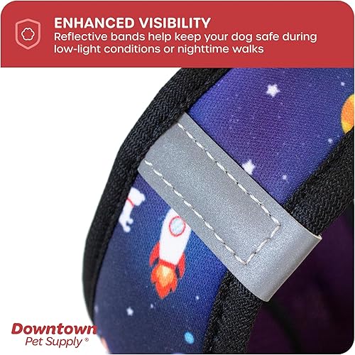 Miniatura 7 de Downtown Pet Supply - Arnés ajustable para perros pequeños, antitirones, XS, diseño espacial, tela de malla acolchada y borde reflejante, arnés de
