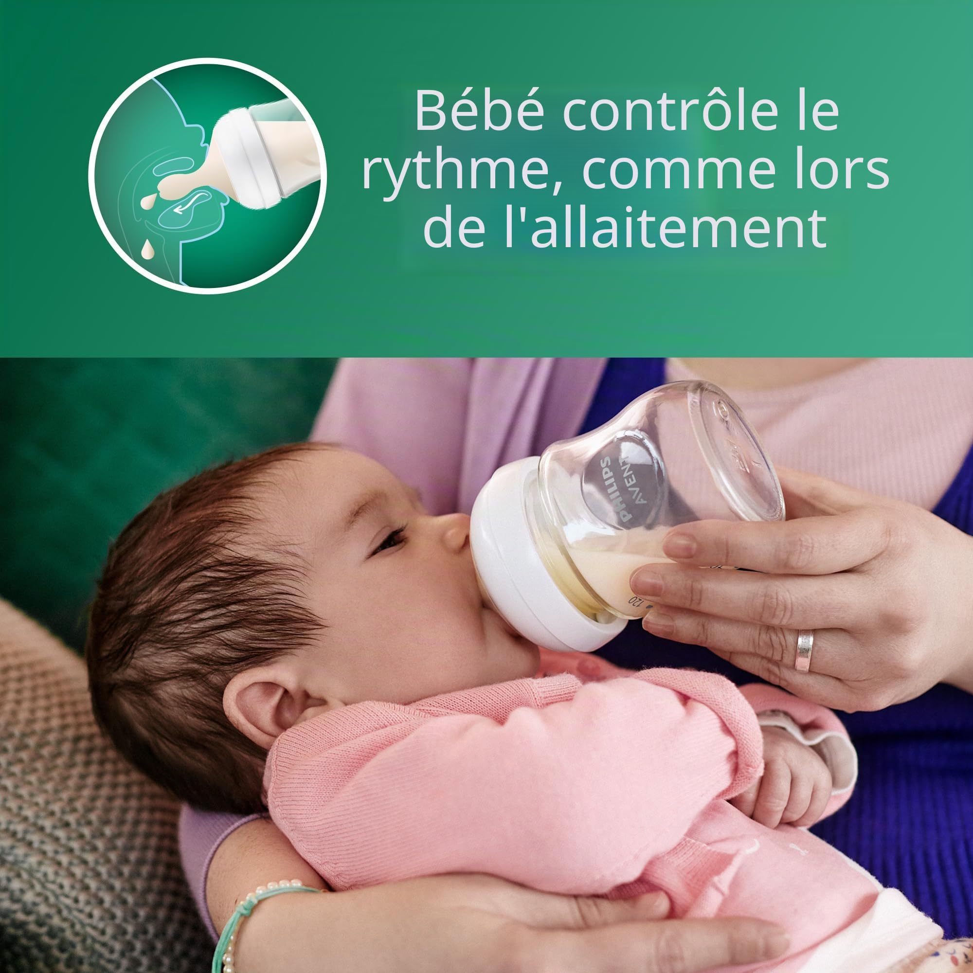 Philips Avent SCY910/04 Biberon en verre avec tétine naturelle 118 ml
