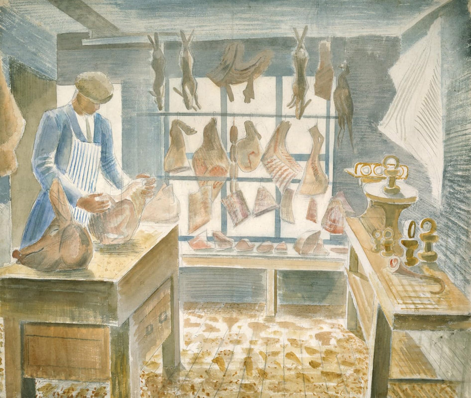 Artxlxxbn No Frame Famous Art Print Poster Vintage Wall Art The Butcher's Shop By Eric Ravilious Canvas Art Poster For Home Decor 60X90cm