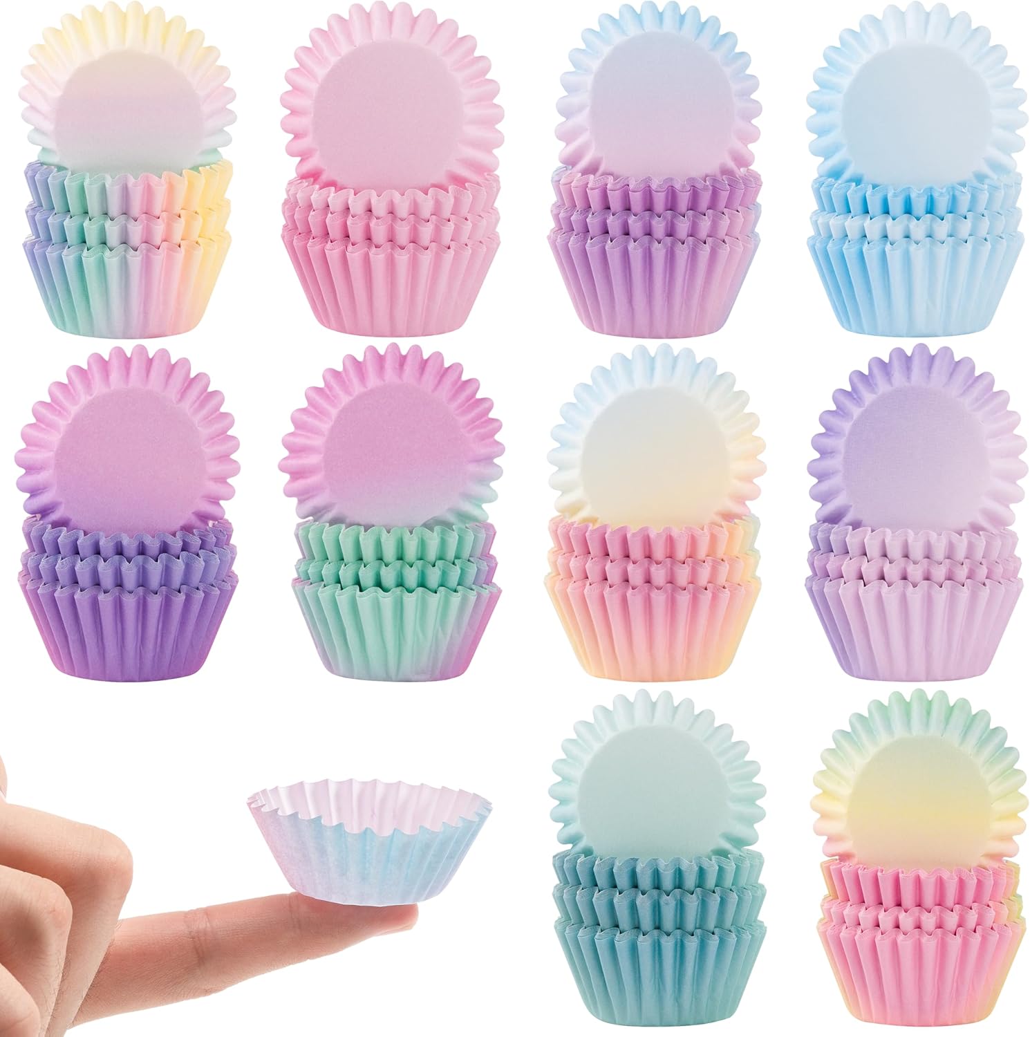 Amazon.com: COcnny 600pcs Mini Cupcake Paper Liners, Pink Blue Purple ...