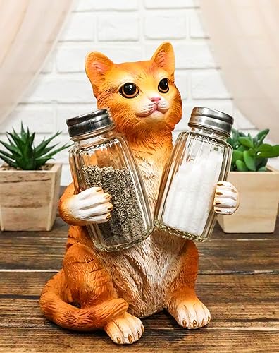 Miniatura 9 de Ebros Gift Gatito felino peludo de cristal para salero y pimentero, figura de 8.25 pulgadas de alto, loco para gatos, gatito, decoración de mascotas