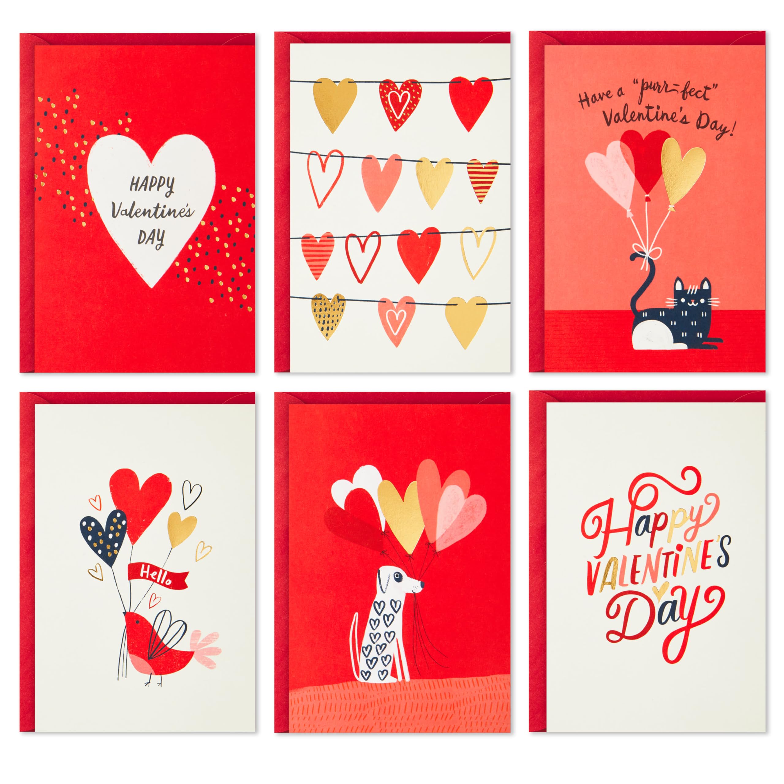 Valentine's Day Cards Assortment, Gold Foil (36 Cards and Envelopes)