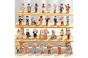 30Pcs Wooden People Figures Multicultural Career