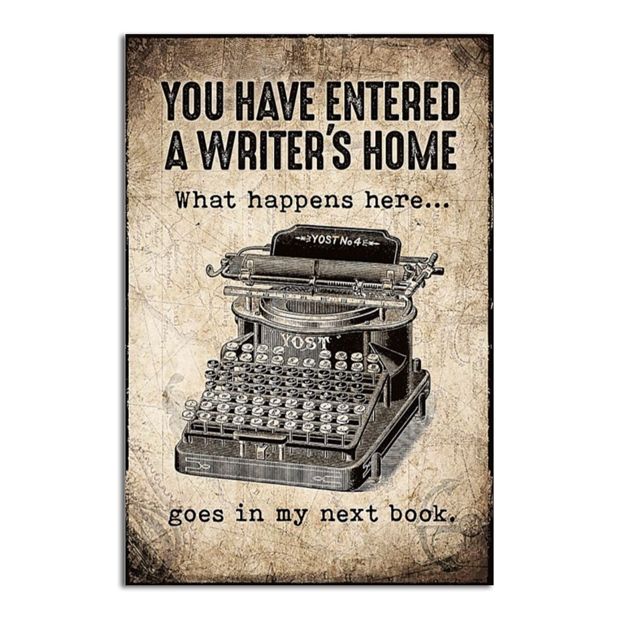 Tnnd You Have Entered A Writer's Home Writing Gift For Writers Patent Of A Typewriter Patent Metal Sign Bathroom Decor Vintage Mural 8X12 Inches