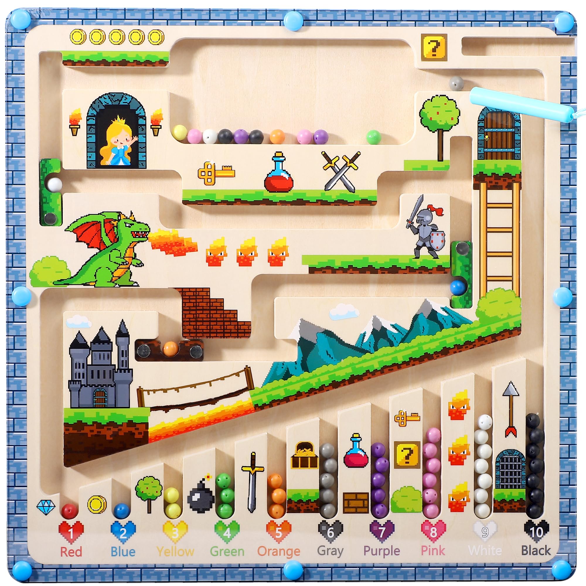 Photo 1 of Mailuren® Magnetic Color and Number Maze, Montessori Toys for 3+ Year Old, Wooden Puzzle Activity Board, Learning Educational Toddler Toy for Kids, Travel Toys Gifts for Toddlers