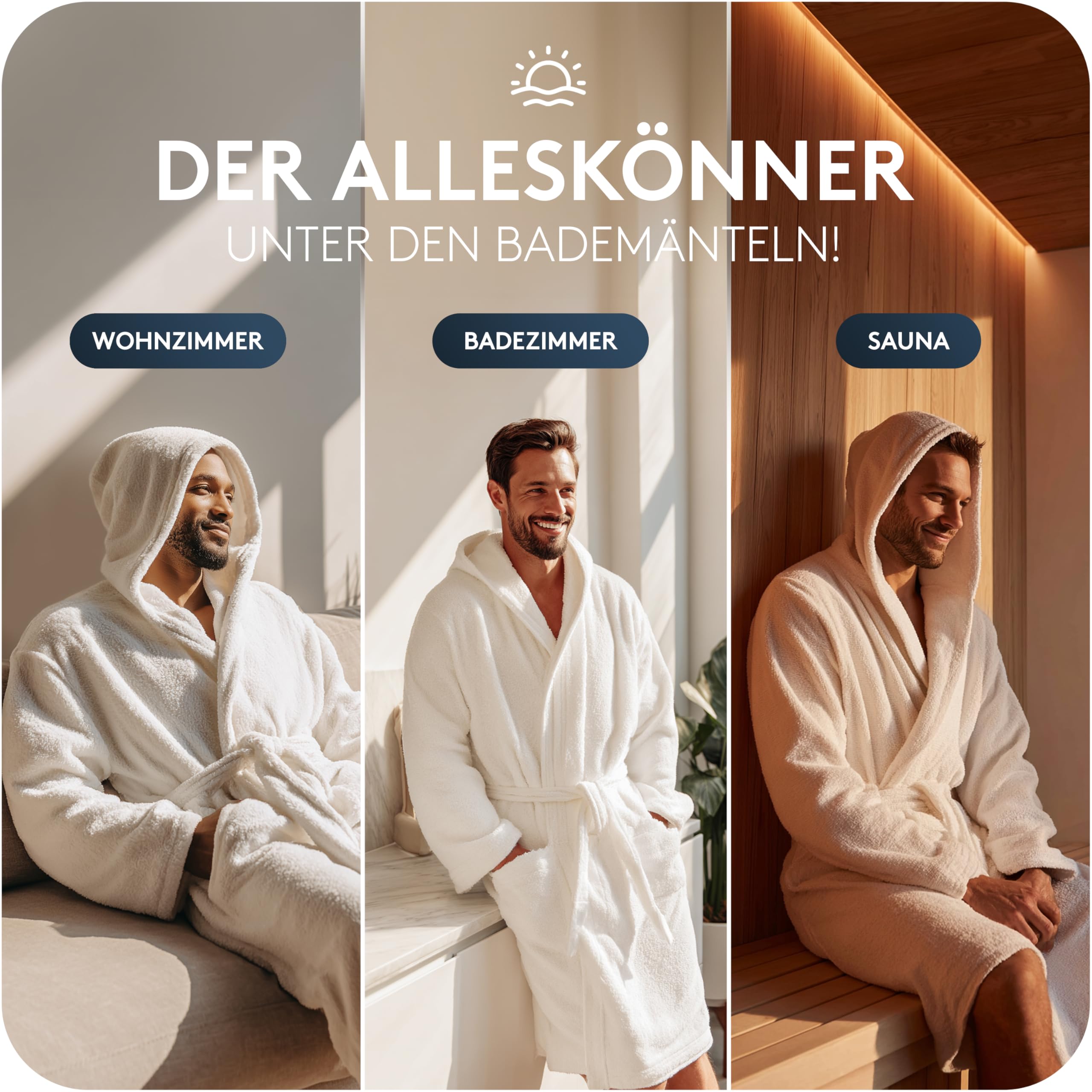 CALMONT - Bademantel Herren aus 100% Baumwolle Frottee mit Kapuze – Kuscheliger Saunamantel für Herren – Männerbademantel für Wellness & Sauna – Für tägliche Wohlfühlmomente