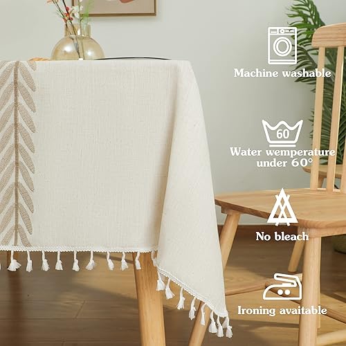 Miniatura 4 de Laolitou - Mantel para mesa de comedor, mantel rústico estilo de granja para cocina y mesa auxiliar, tela de lino de algodón, manteles rectangulares