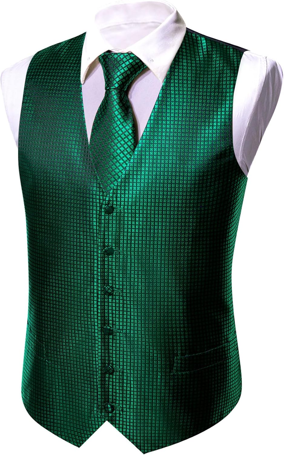 Barry.Wang Men's Suit Vest Formal/Leisure Paisley Jacquard Silk Tie Pocket Square Waistcoat Set Wedding 5PCS - Image 2