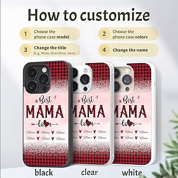 Amazon.com: Mom Red Paild Phone Cases with Best Mama Quotes