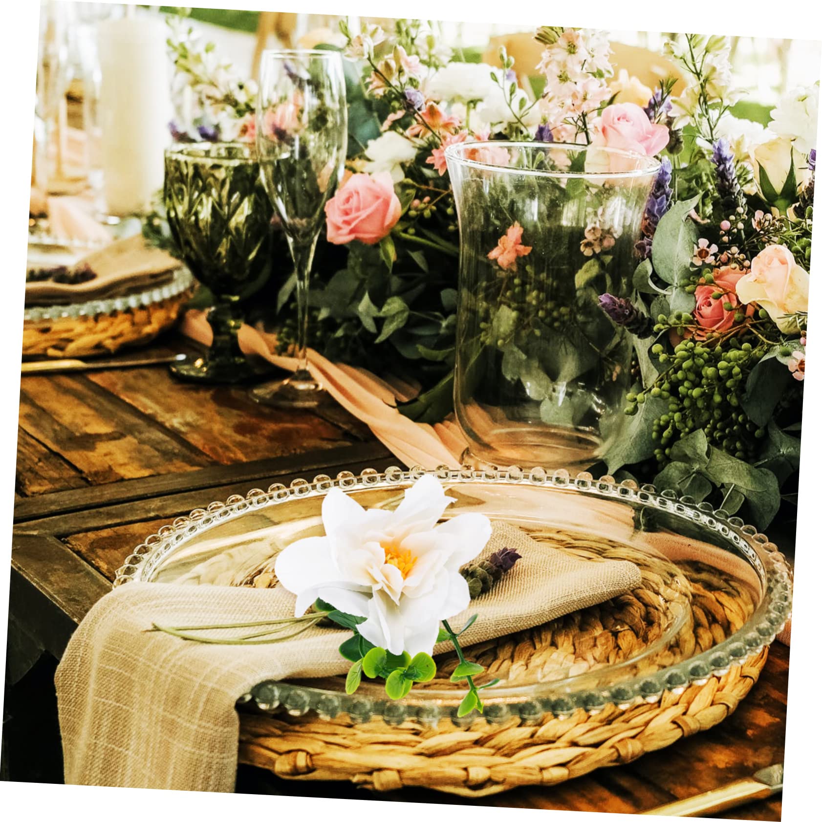BESTonZON 12pezzi Anelli Portatovaglioli Decorativi Con Fiori Artificiali Eleganti Anelli Per Tovagliolo Per Ristoranti e Decorazioni Tavola