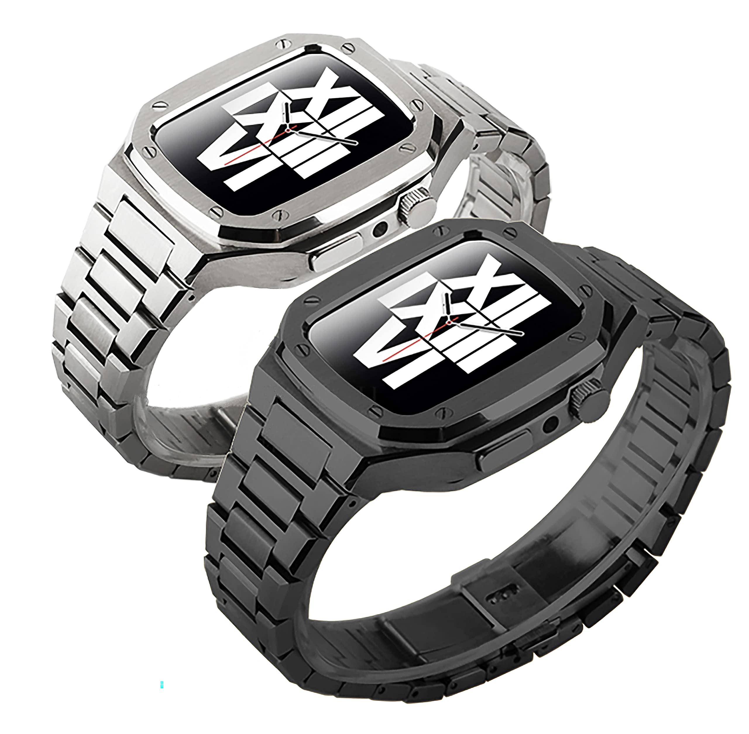 INFRI Metalowy pasek + etui zestaw akcesoriów do zegarka Apple Watch 8 7 45 mm ze stali nierdzewnej modny zegarek opaska na nadgarstek do iWatch 6 5 4 SE 44 mm