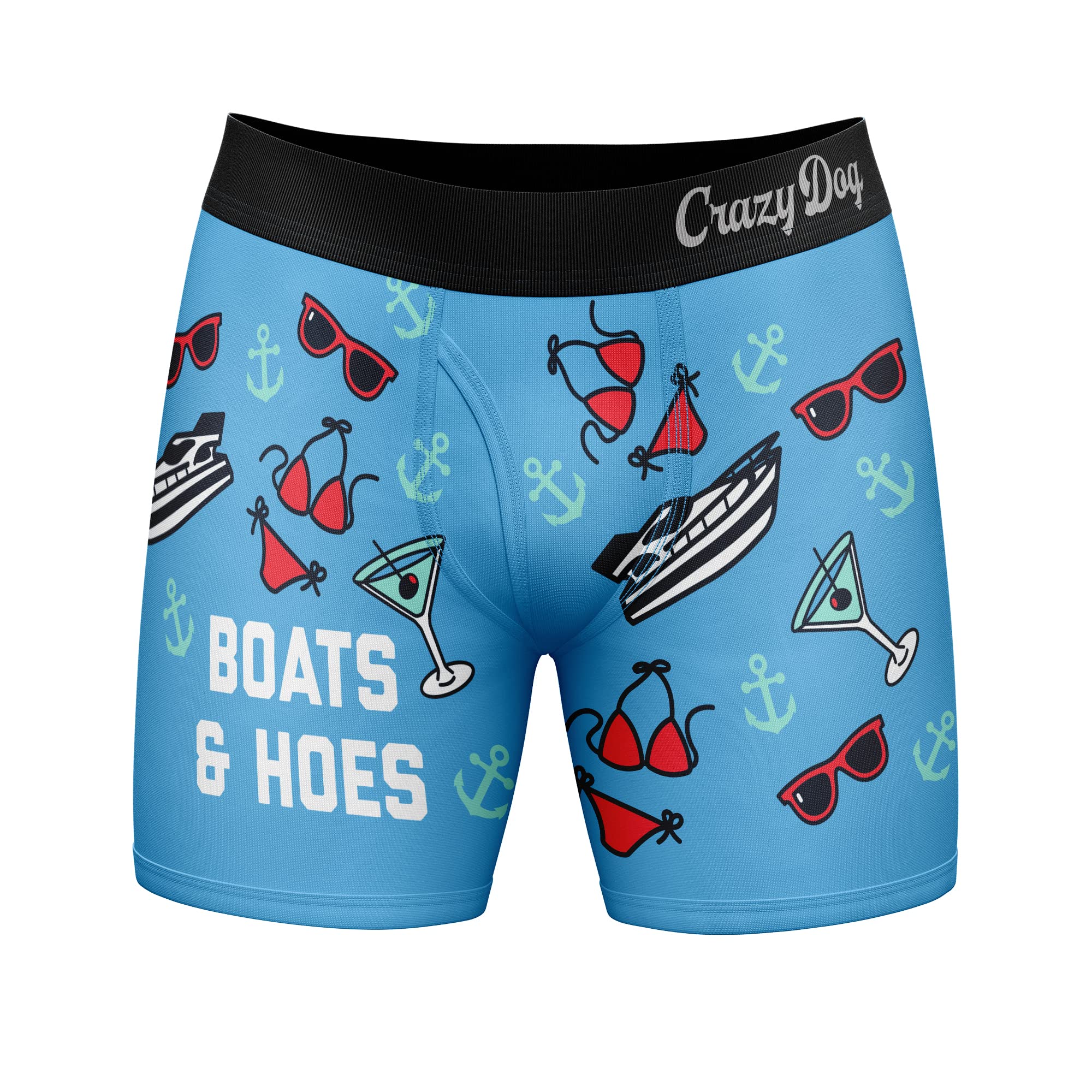 Crazy Dog T-Shirts Mens Boats And Hoes Boxer Briefs Funny Sarcastic Graphic Novelty Gift Underwear For Guys