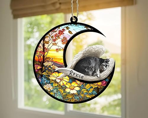Miniatura 205 de Chow Chow Dog Memorial Suncatcher, adorno de Navidad Chow Chow con nombre, atrapador de pérdida de mascotas, regalos para los amantes de los perros