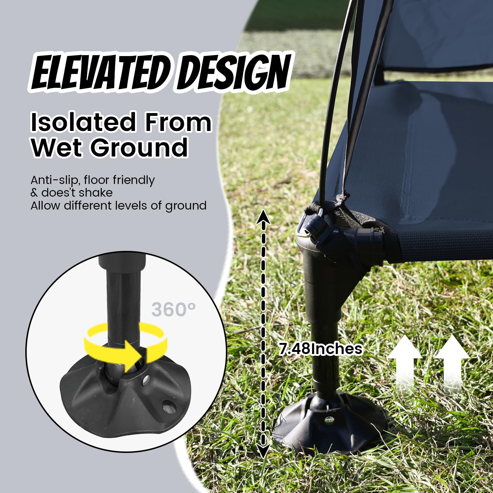KINGROCK Elevated Dog Bed with Removable Canopy Portable Outdoor Pet Cot Waterproof 600D Oxford Fabric Anti Slip Feet for Large Dogs Camping Beach Indoor and Outdoor Use - image 8