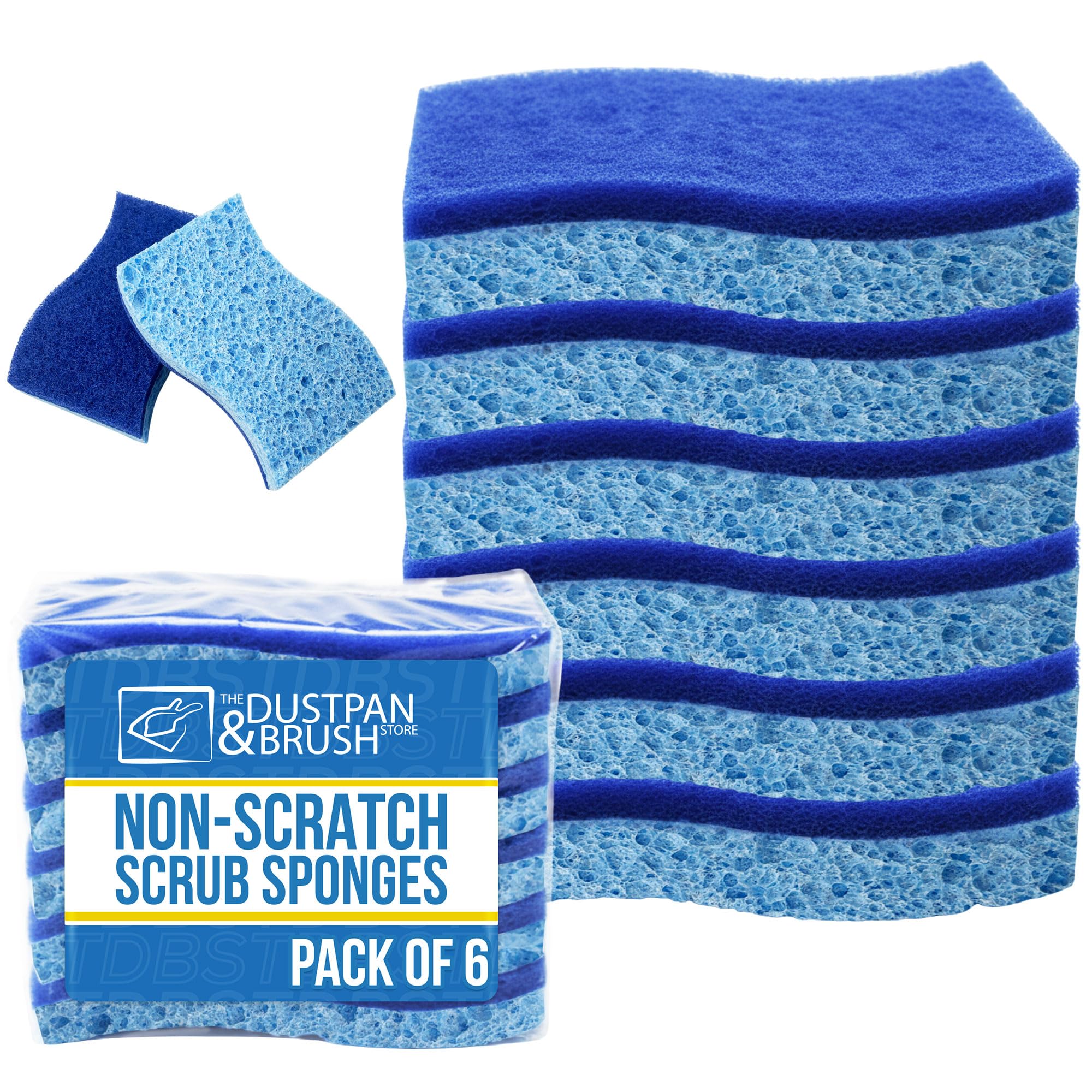 Dishwashing Sponge Scourers - Dual-Sided Cleaning Kitchen Sponge & Non Scratch Scourers - Sponges Washing Up For Dishwashing, Kitchen, Sink, Bathroom - Pack of 6