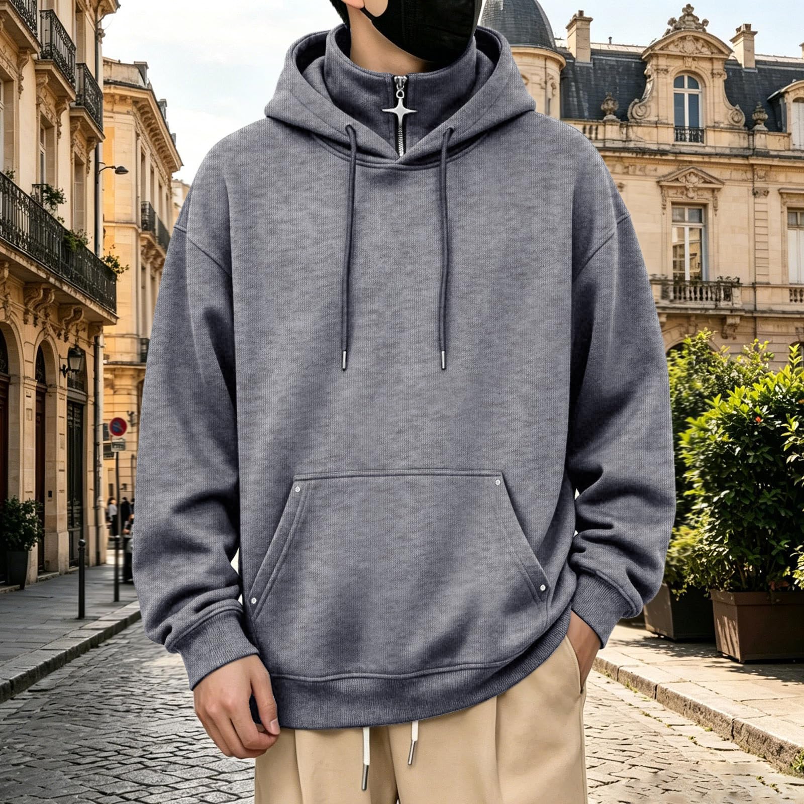 Felpa Uomo Maglioni e Felpe da Lavoro da con Cappuccio e Coulisse Hoodie | felpa lavoro uomo, hoodies casual, con coulisse, collo alto, con tasche leggera, vestibilità comoda, per autunno invernale