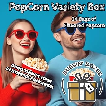 Skinny Pop Snack Pack 24 Count Bulk Box of Individually Wrapped Popcorn Bags (0.5 oz Each) Assembled by Bussin Boxes