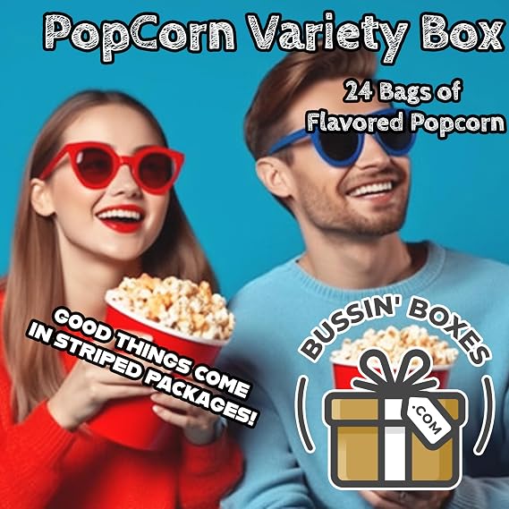 Skinny Pop Snack Pack 24 Count Bulk Box of Individually Wrapped Popcorn Bags (0.5 oz Each) Assembled by Bussin Boxes