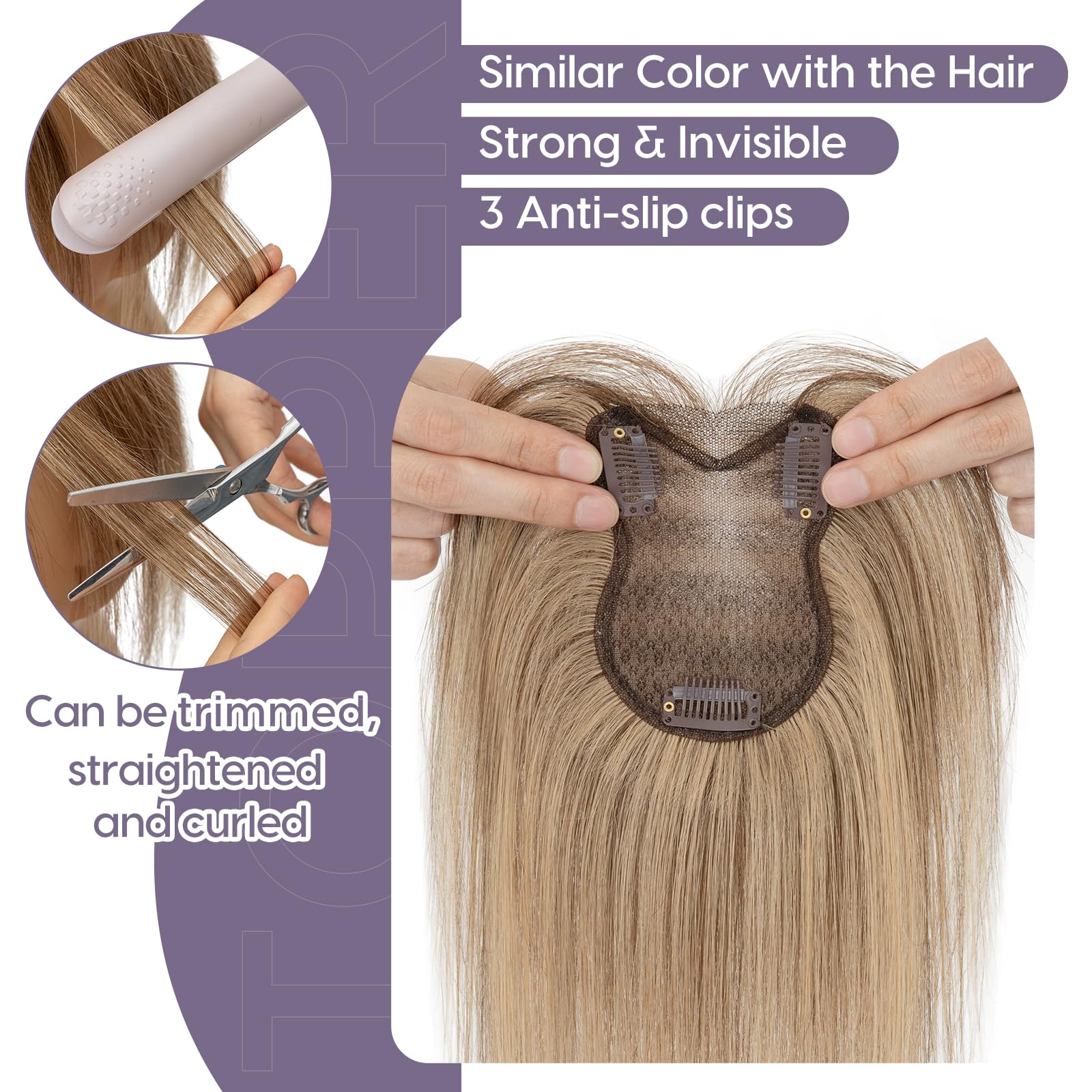 S-noilite Hair Toppers for Women Human Hair 8x11cm - Image 4